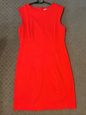 MM Lafleur Sleeveless Bright Orange Red Sheath Dress